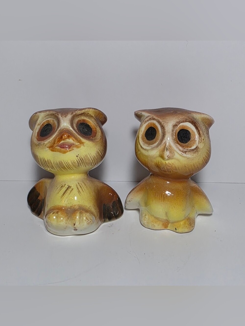 Vintage PAL MAR Japan Ceramic Owl Salt and Pepper Shakers Set Retro Mid Century